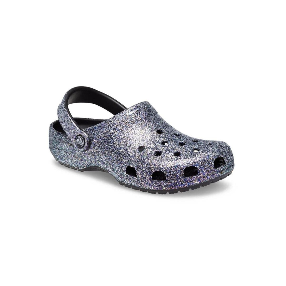 Crocs Classic Glitter Viole Clog Slip-on Sandal Unisex Shoes Purple Size 6-8