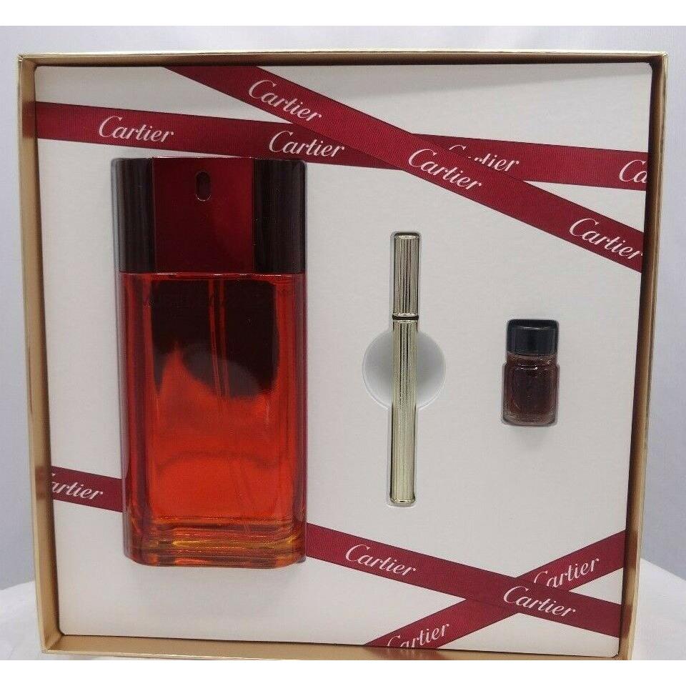 Cartier Must De Cartier 3.3oz Edt Spray + Rechageable Pen +2.5 mL Edt