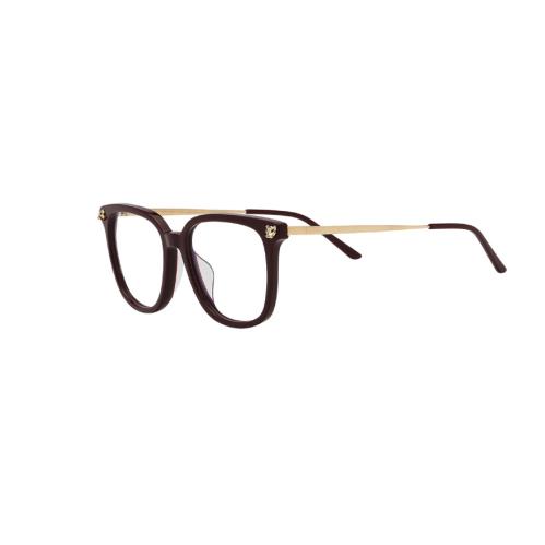 Cartier Eyeglasses CT0346o-003-53 Burgundy Gold Frame Transparent Lenses