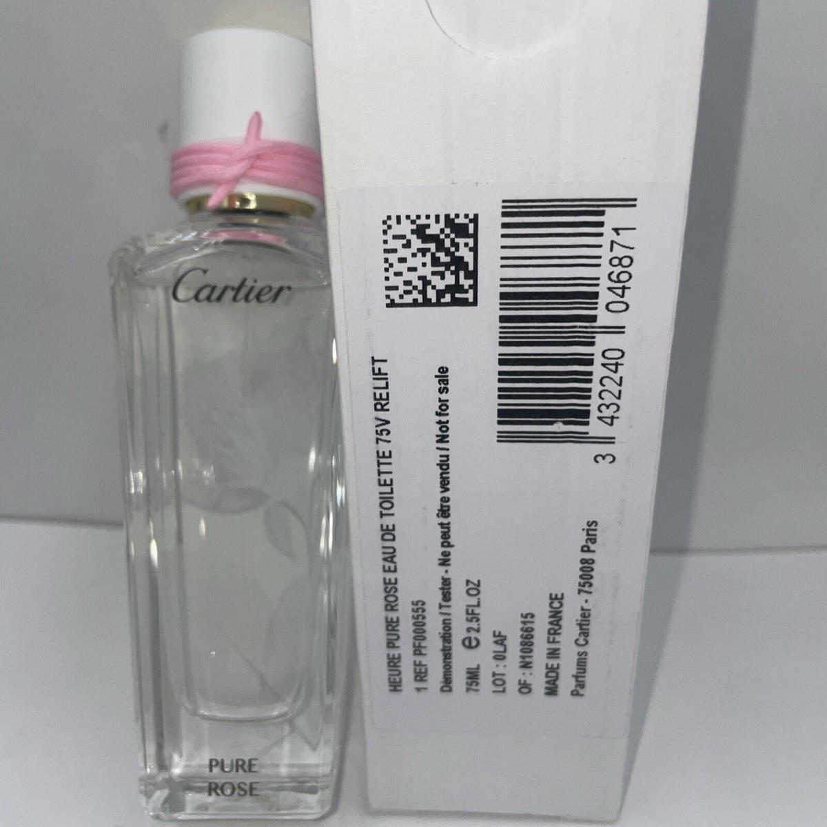 Cartier Heure Pure Rose Edt Spray 2.5 OZ/75 ML Exclusive Tester