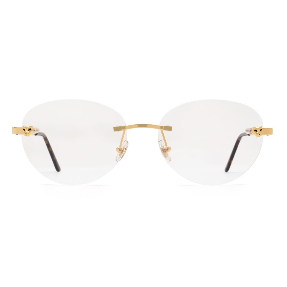 Cartier CT0028O 002 56mm Gold Rimless Panthere Eyeglasses France Unisex