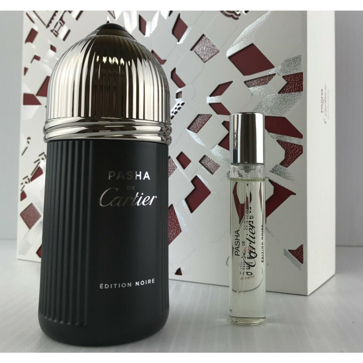 Cartier New In Box Pasha De Cartier Noir Men 2pc Set Cologne Spray 3.3 oz 0.3 oz