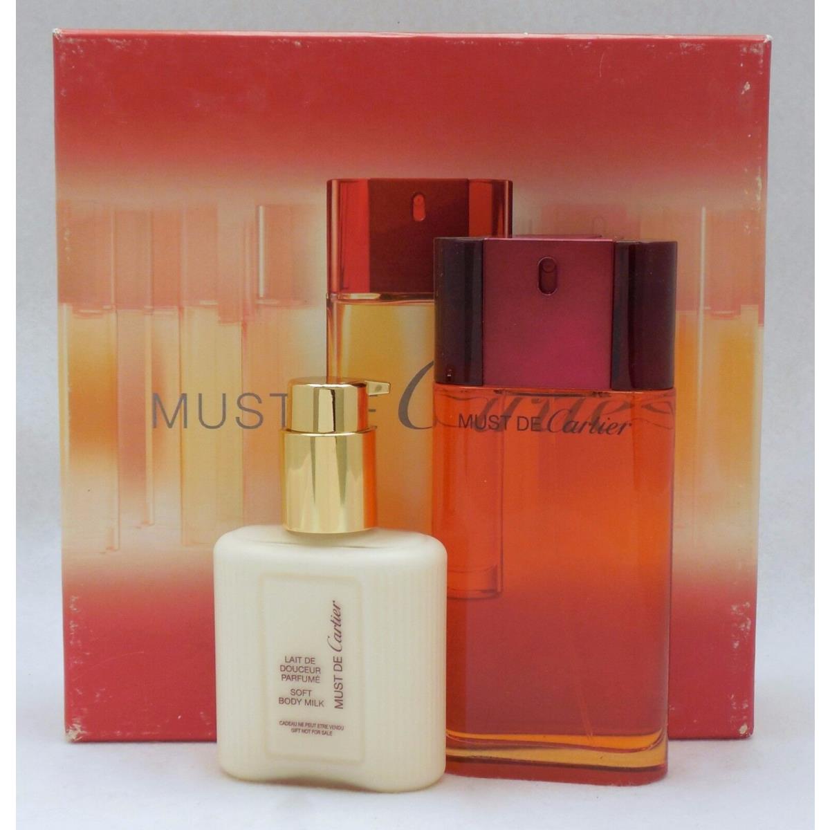 Must DE Cartier Gift Set Eau DE Toilette Spray 3.3OZ Soft Body Milk 3.3OZ D