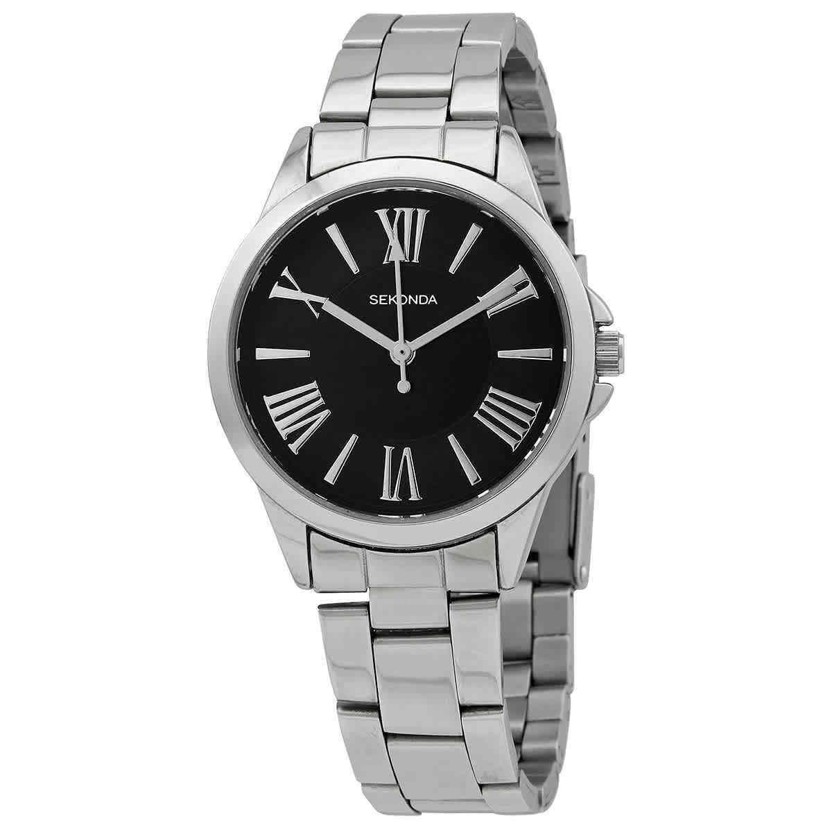 Cartier Sekonda Quartz Black Dial Stainless Steel Ladies Watch 2789