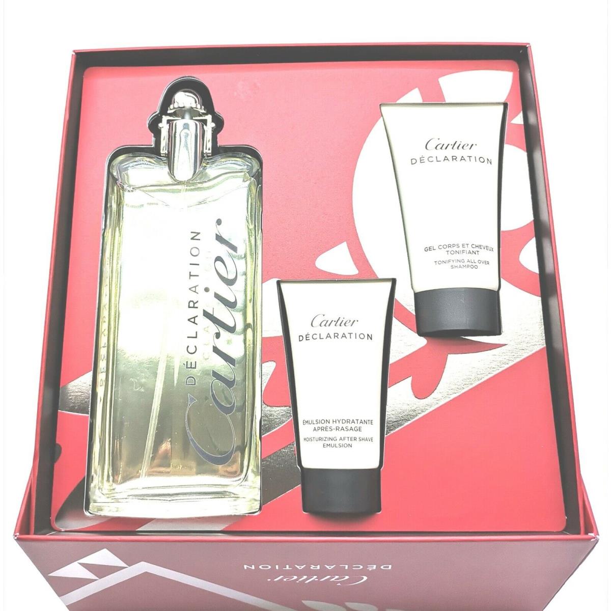 Cartier Declaration Men Set 100 ML Edt Spray + 30 ML After Shave+ 50 ML SHAMP00