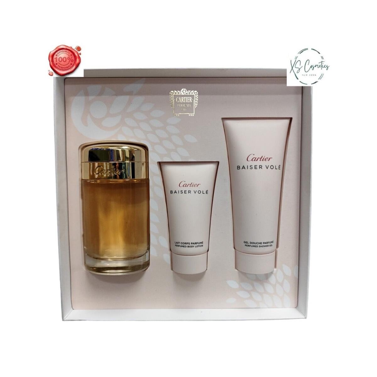 Cartier-baiser Vole 3pc Set-edp 3.3 Oz+blotion 1.6oz+Shower Gel 3.3oz