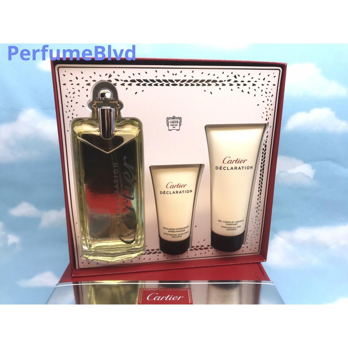 Cartier Declaration 3 Pcs Men Gift Set 3.3.OZ Edt + 1.6.OZ A/s Balm + 3.3.OZ S/g