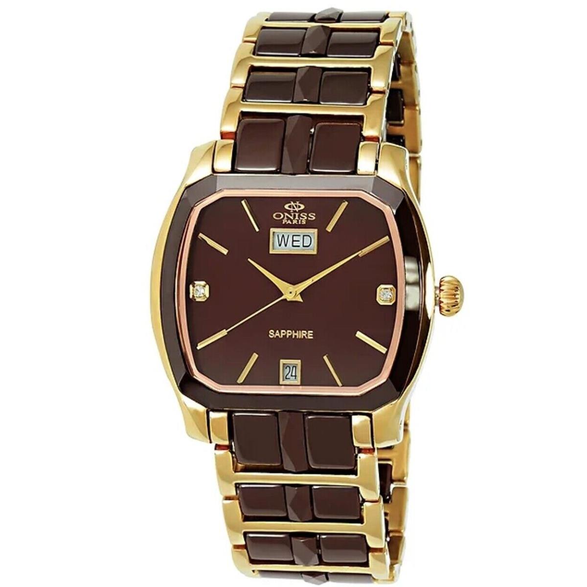 Oniss Womens Sappir Ceramic Brown Dial Watch - On605-Lg Brn