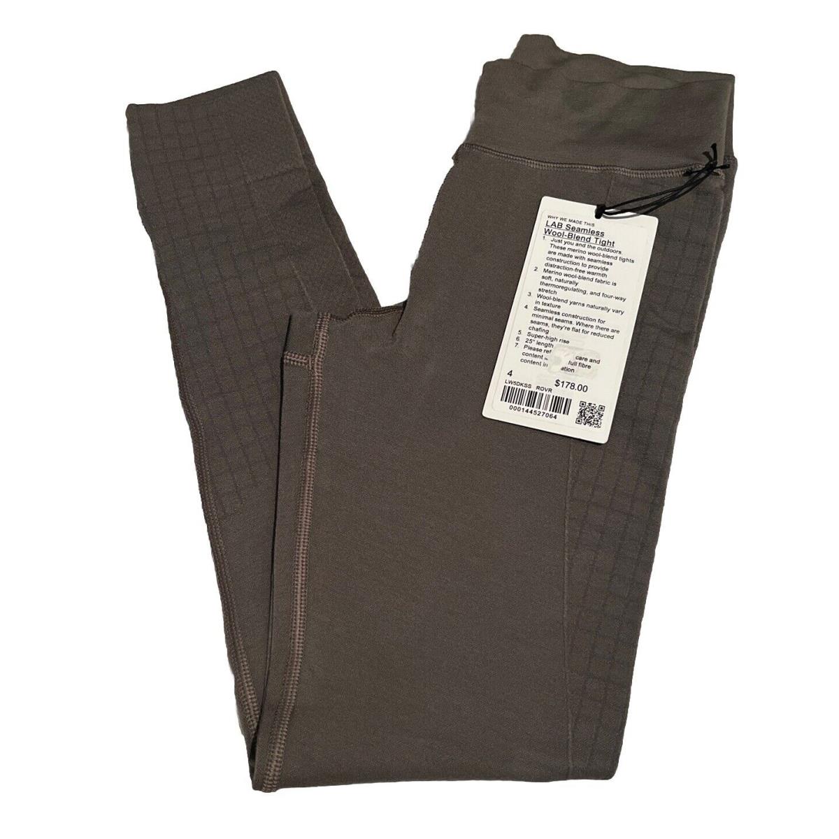 Lululemon Lab Wool Blend Tights Women`s Size 4 Rover LW5DKSS