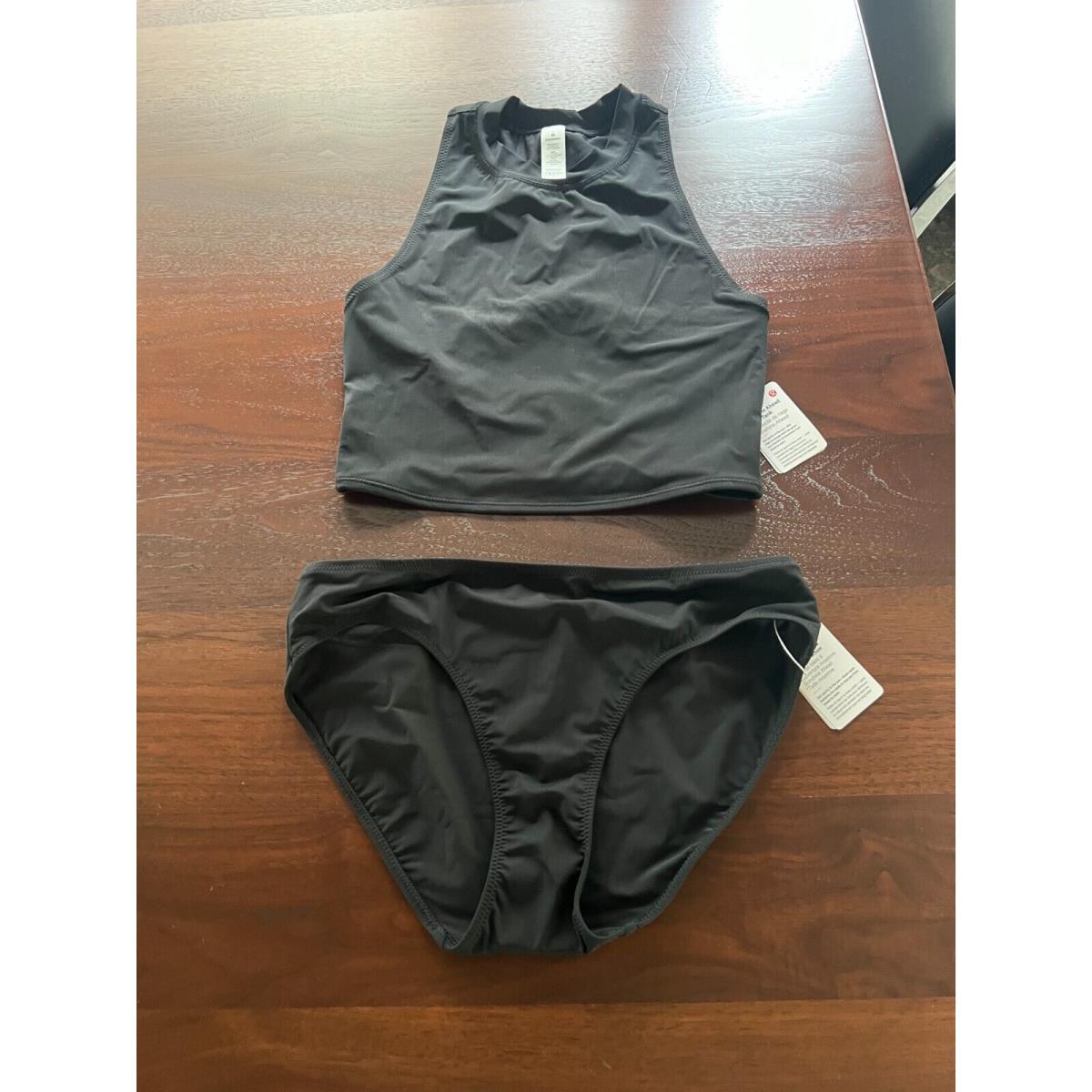 Lululemon Sunshine Ahead MR Med Swim Tank Bottom Black Set Size 6