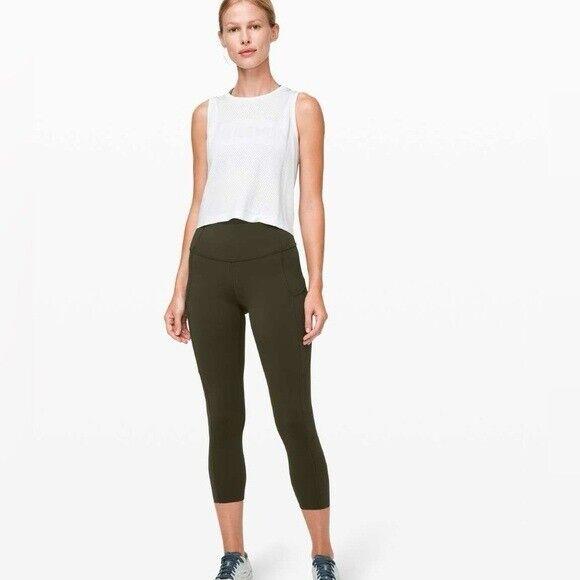 Lululemon Fast and Fr3e High Rise Crop 23 Dark Olive Size 10