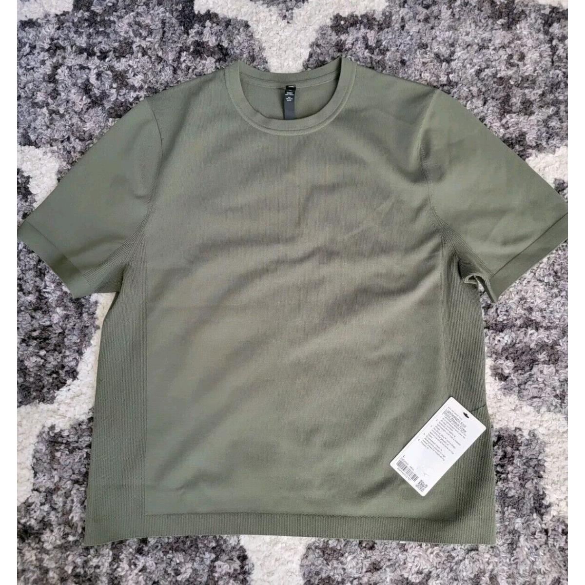 Men`s Lululemon Lightweight Knit Short Sleeve Crew Shirt Sz L Olive Green Meol