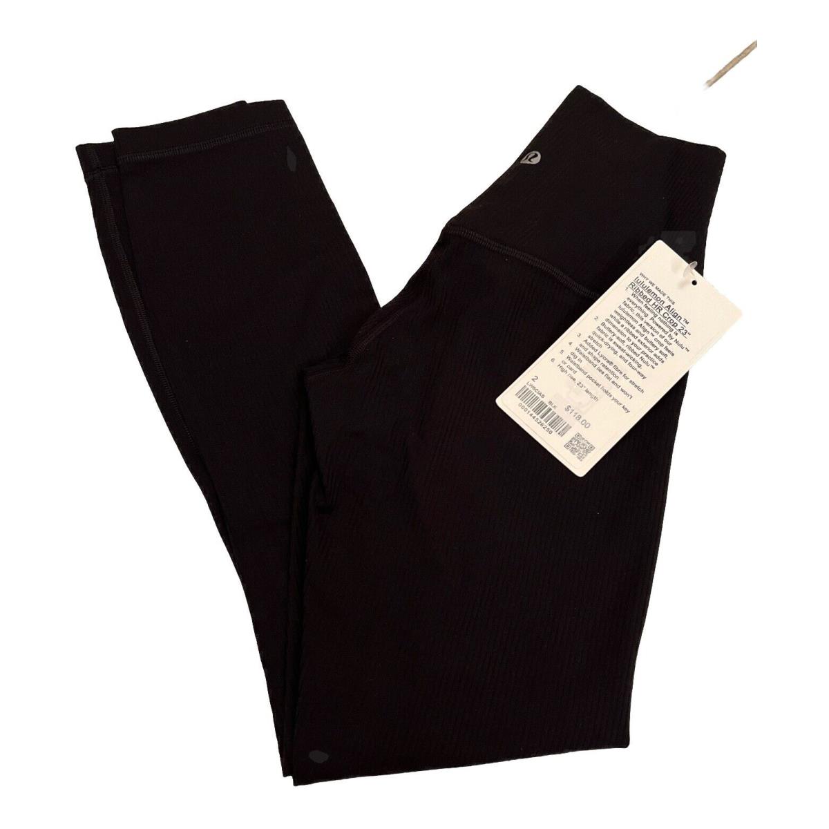 Lululemon Align HR Crop 23 Size 2 Ribbed LW6CIAS Black