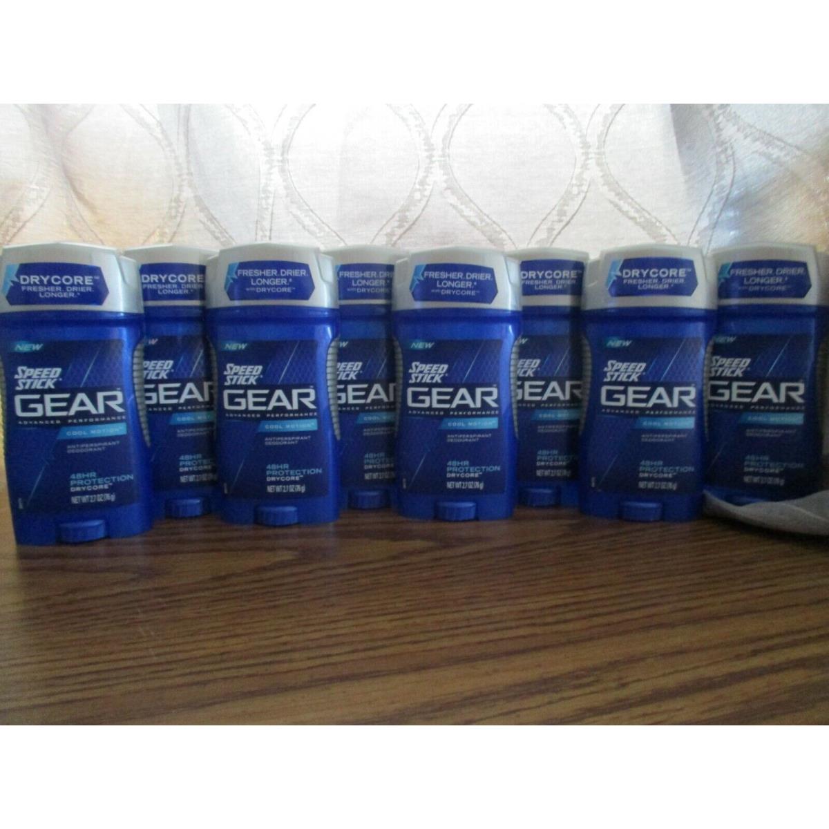 Lot OF 8 Speed Stick Gear Anti-perspirant Deodorant Dry Core Cool Motion 2.7 Oz