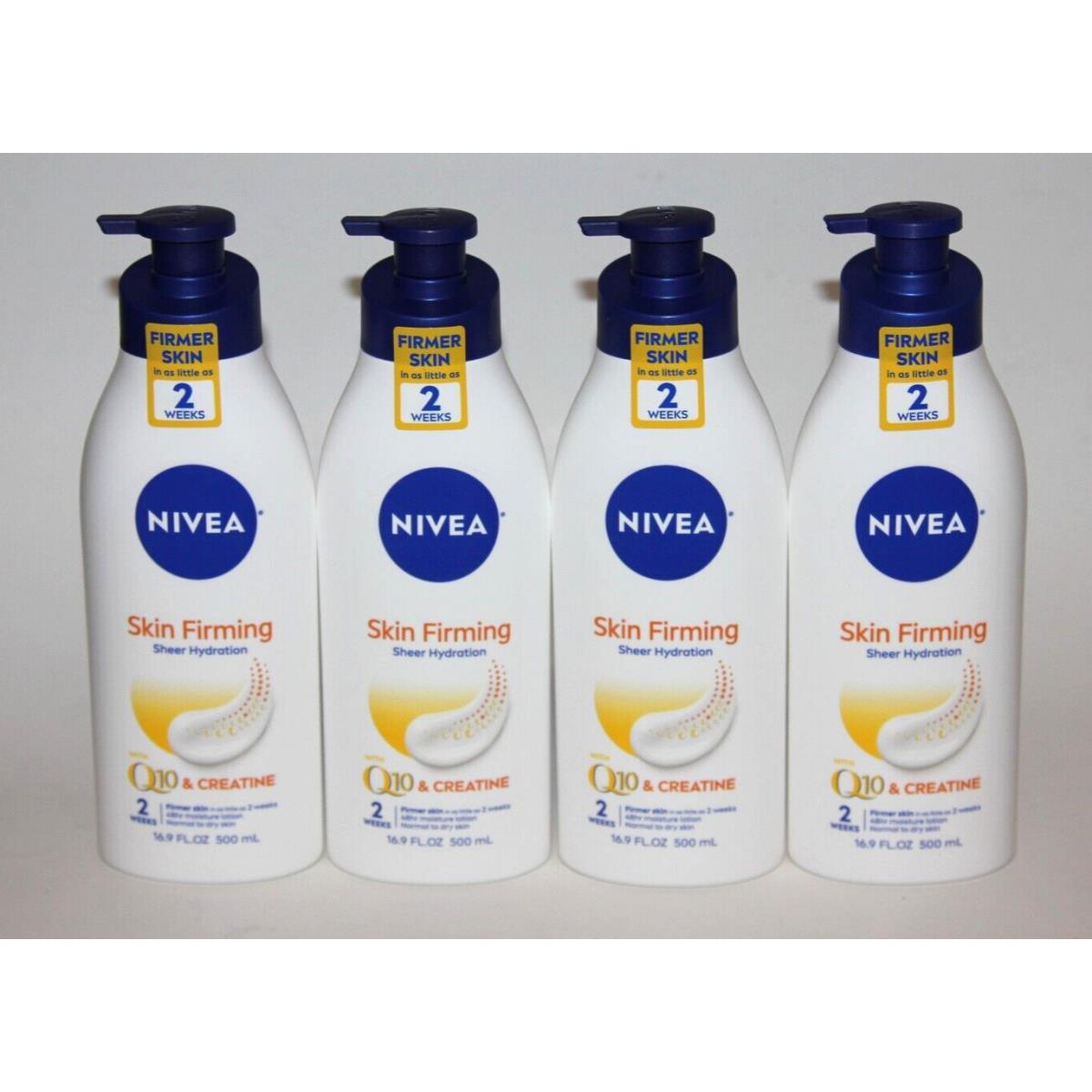 Lot 4 Nivea Skin Firming Body Lotion Sheer Hydration Q10 Creatine 16.9 FL OZ