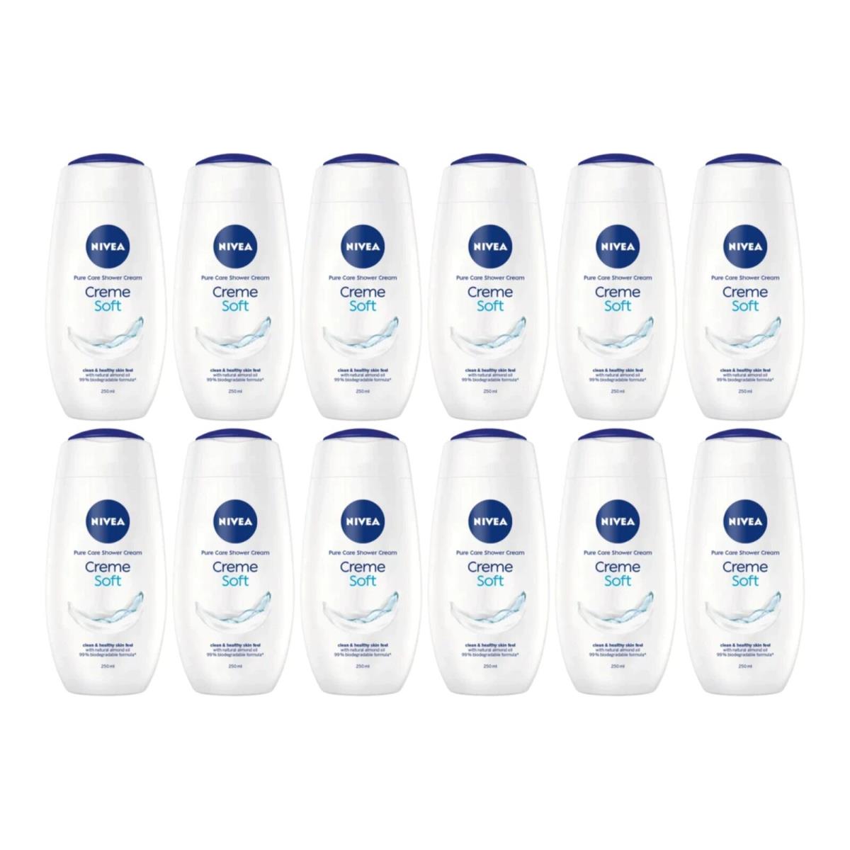 Nivea Creme Soft Pure Care Shower Cream w/ Almond Oil 250ml Pack of 12