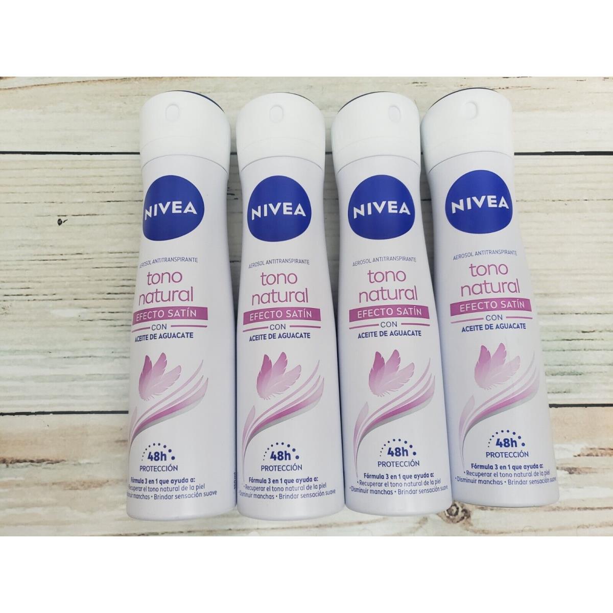 Nivea Aclarado Natural Efecto Satin 150ml Spray Antitraspirante 48h 4 Pack