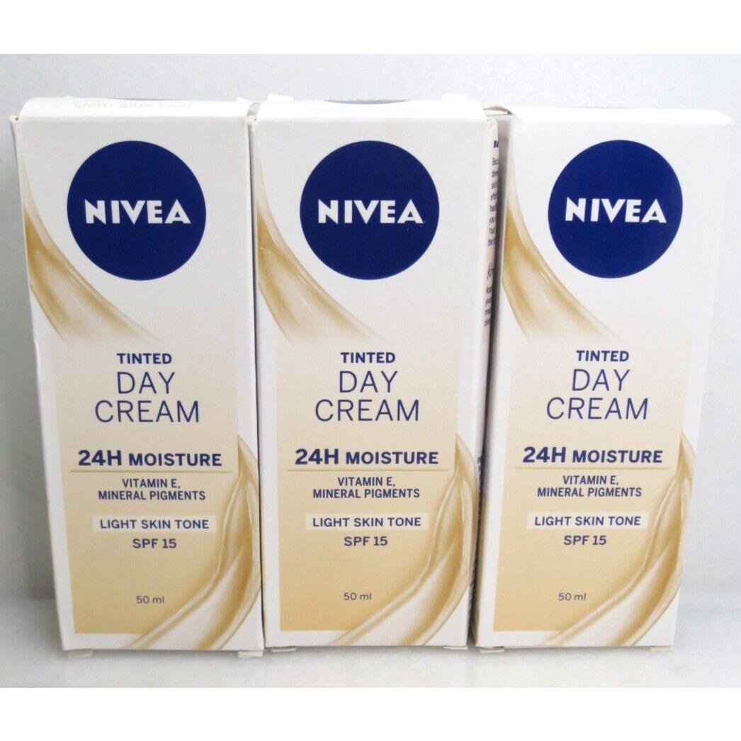 Nivea Tinted Day Cream - Light Skin Tone - Spf 15 50mL Boxed - Lot OF 3