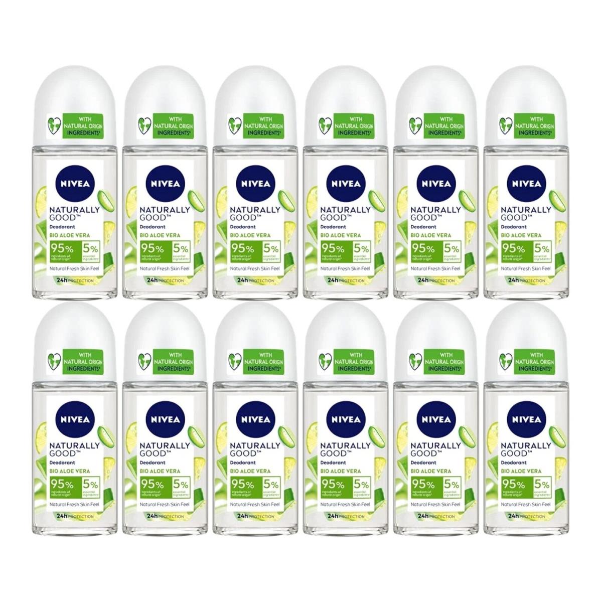 Nivea Naturally Good Bio Aloe Vera Deodorant 1.7oz 50ml Pack of 12