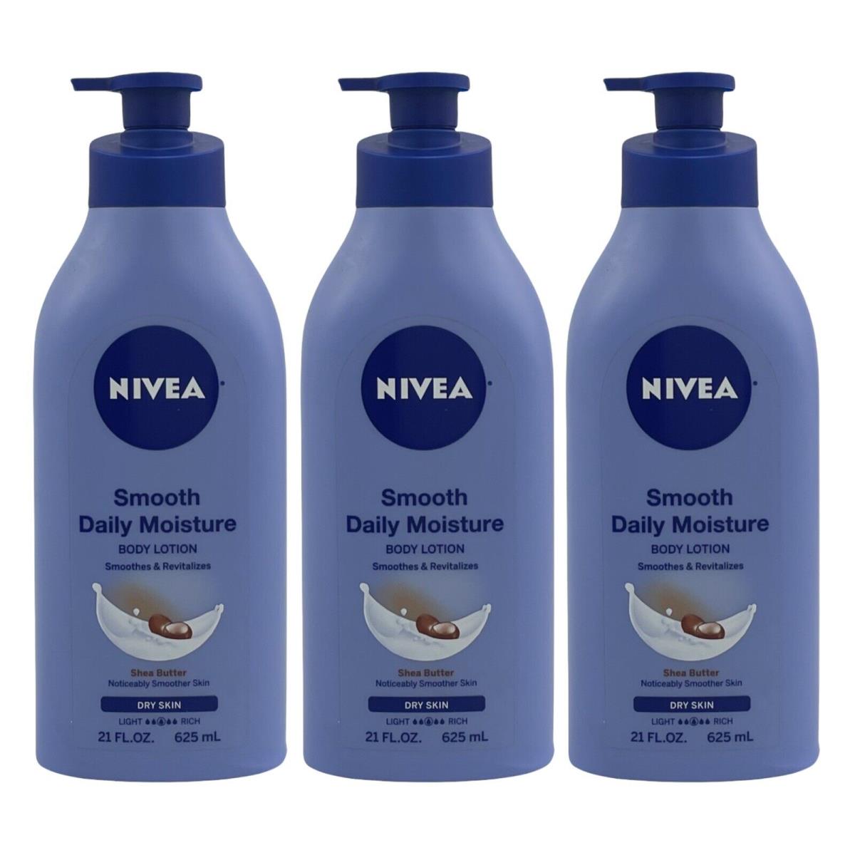 3 Pack Nivea Smooth Daily Moisture Body Lotion For Dry Skin Shea Butter 21 oz