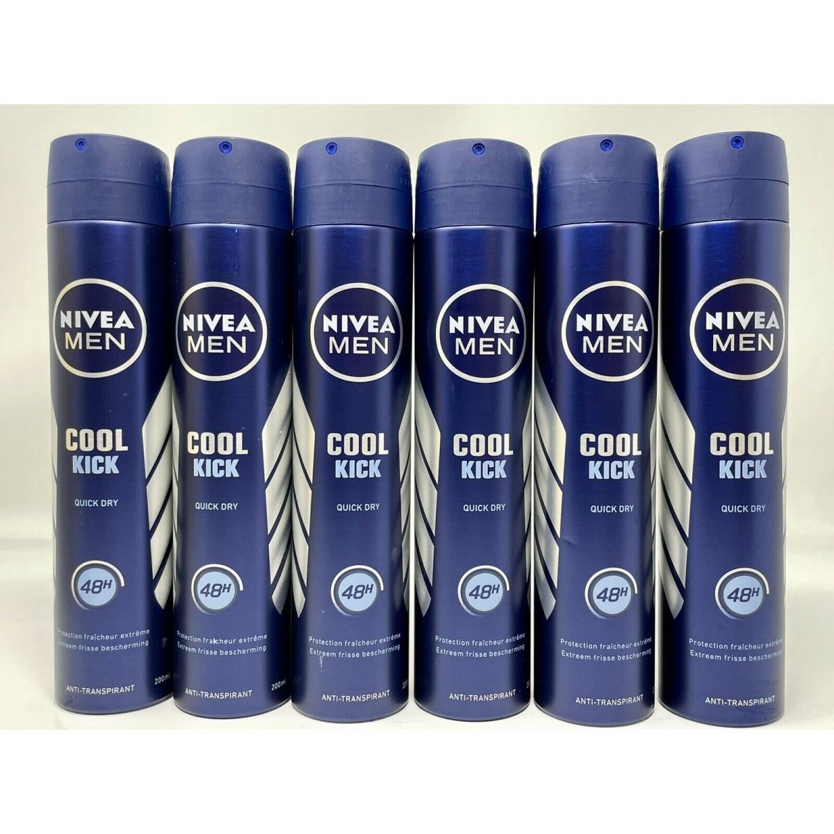 Nivea Men Cool Kick Spray Quick Dry 48h 250ml 6 Bottles