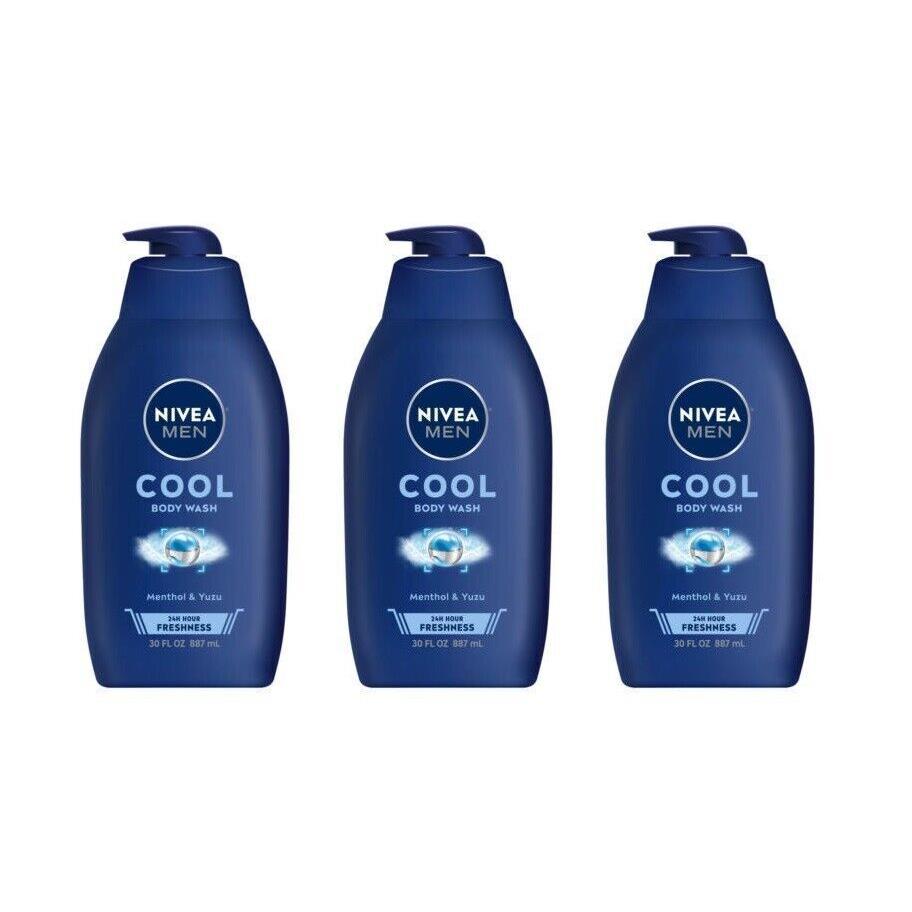 BL Nivea Men Body Wash Cool Menthol and Yuzu 30oz--THREE Pack