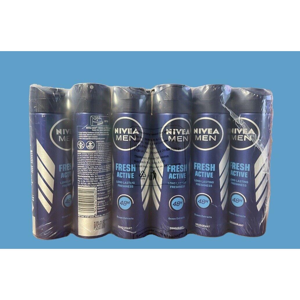 Nivea Men Fresh Active Long Lasting 48H 6 Pack 150 ML Each