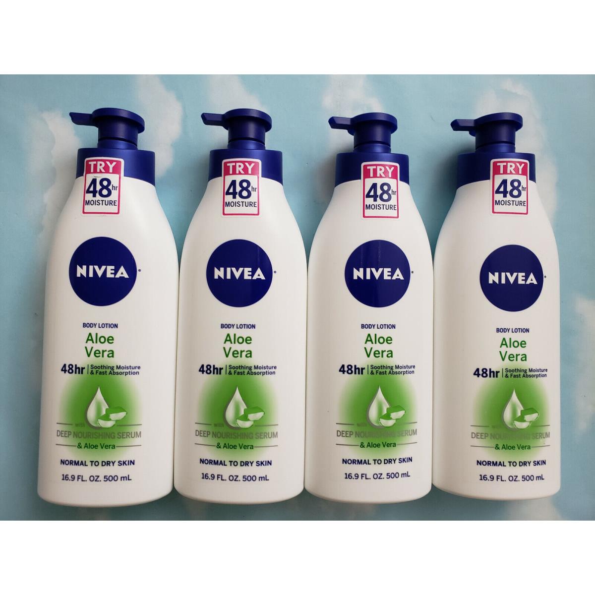 Lot 4 Nivea Aloe Vera Daily Body Lotion Deep Nourishing Serum 16.9 FL OZ