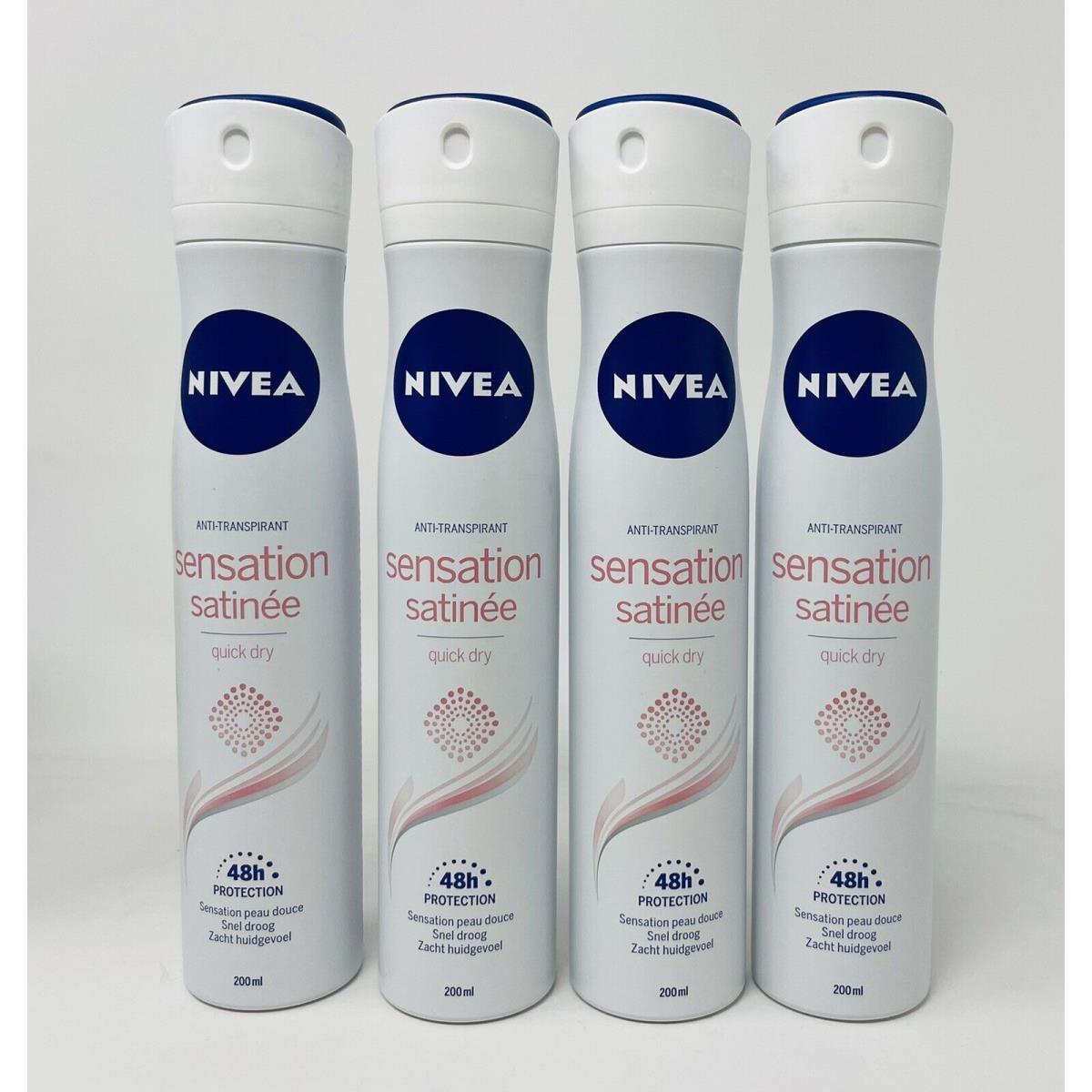 Nivea Spray Sensation Satinee Quick Dry 48h Protection 200 Ml Each 4Bottles