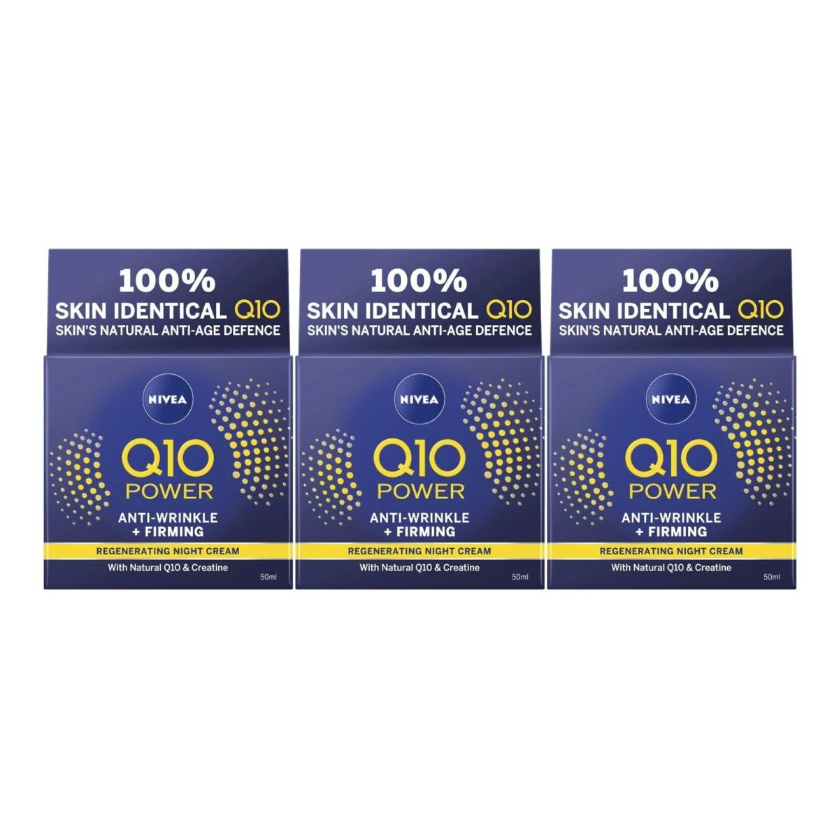 Nivea Q10 Power Anti-wrinkle Firming Night Cream 50ml Pack of 3