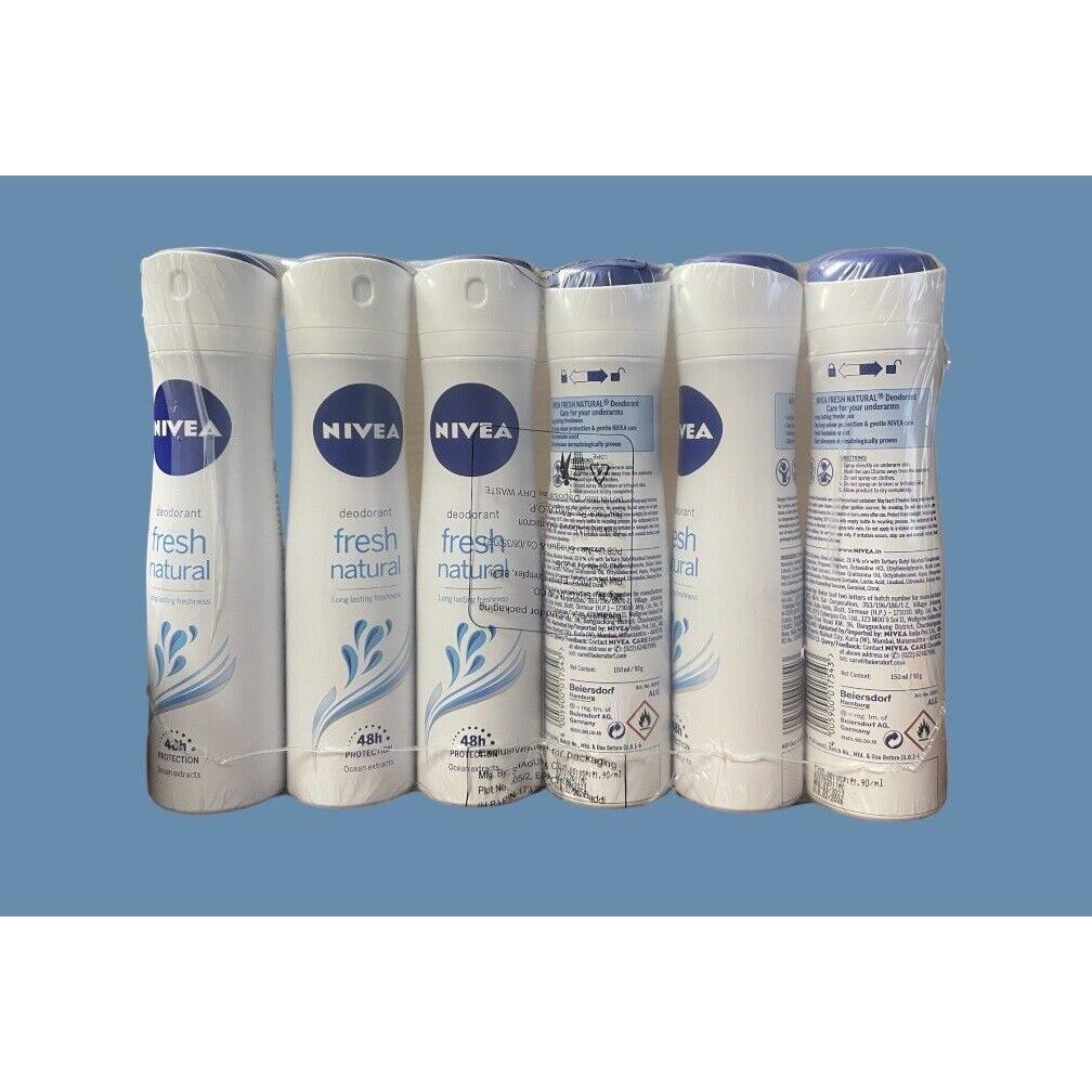 Nivea Fresh Natural Long Lasting Freshness 48h Protection 6 Pack 150ml