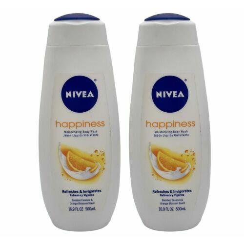 2 Pack Nivea Happiness Orange Blossom Bamboo Body Wash 16.9 oz Rare Htf Moisture