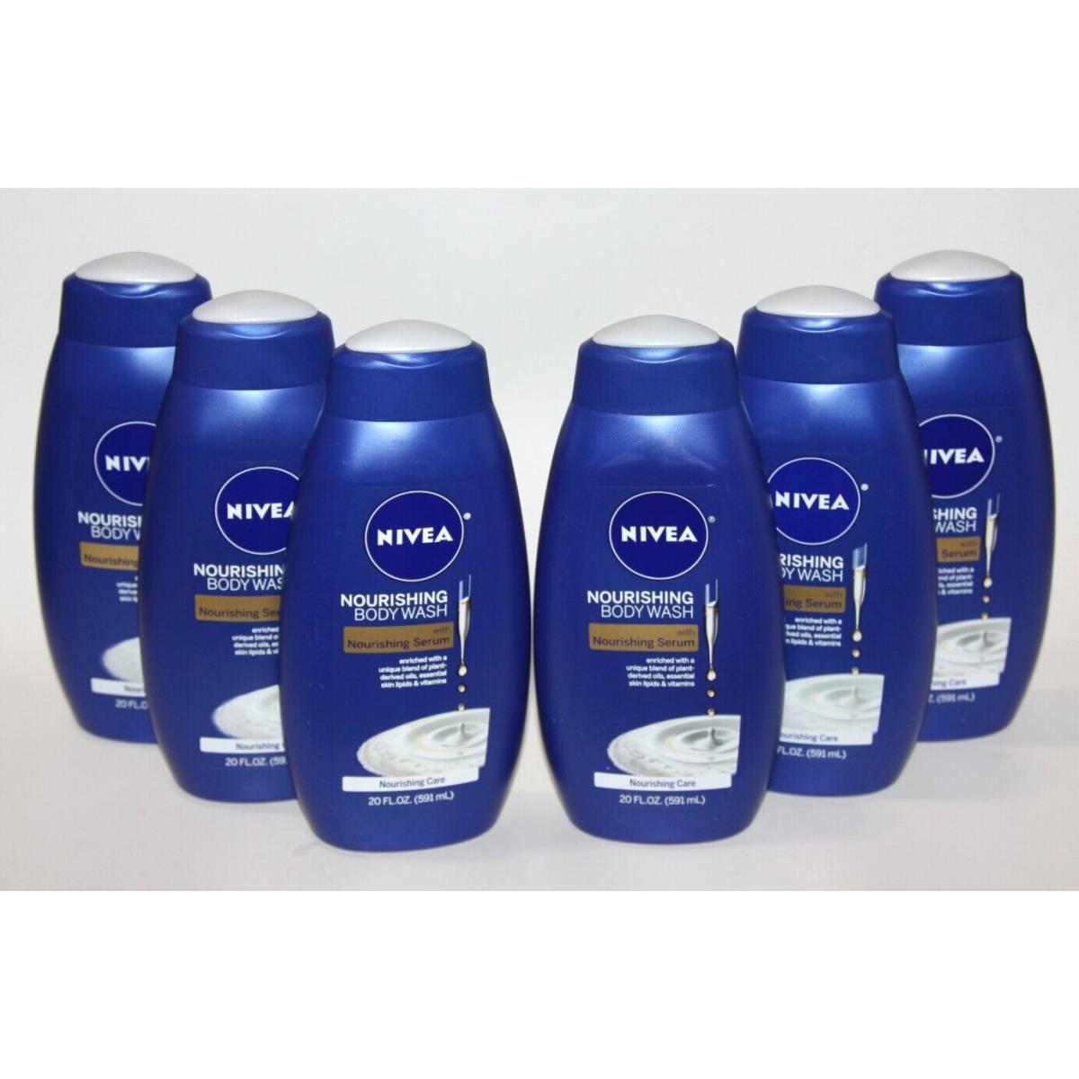 Lot 6 Nivea Nourishing Body Wash with Nourishing Serum 20 FL OZ Blue