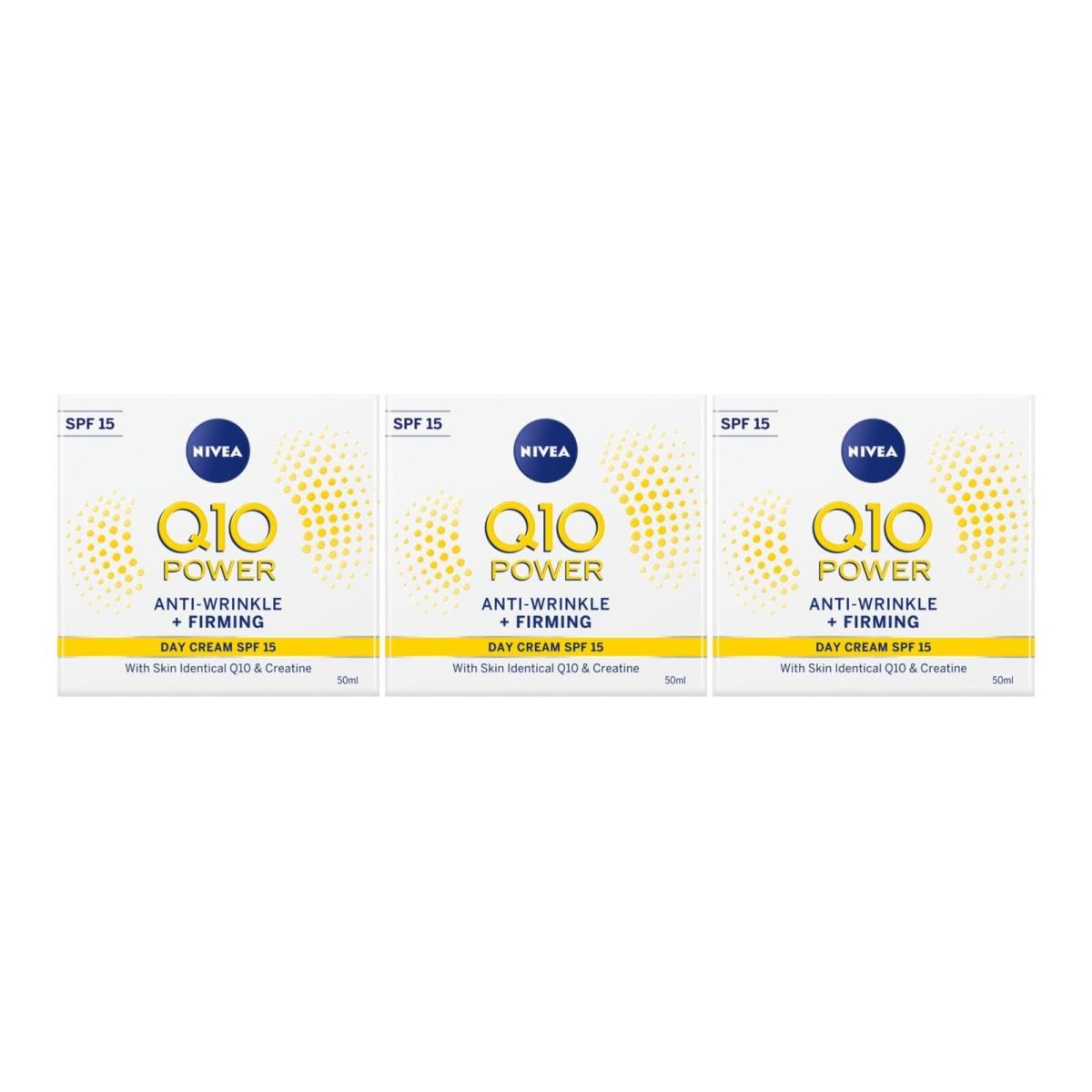 Nivea Q10 Power Anti-wrinkle Firming Day Cream SPF15 50ml Pack of 3