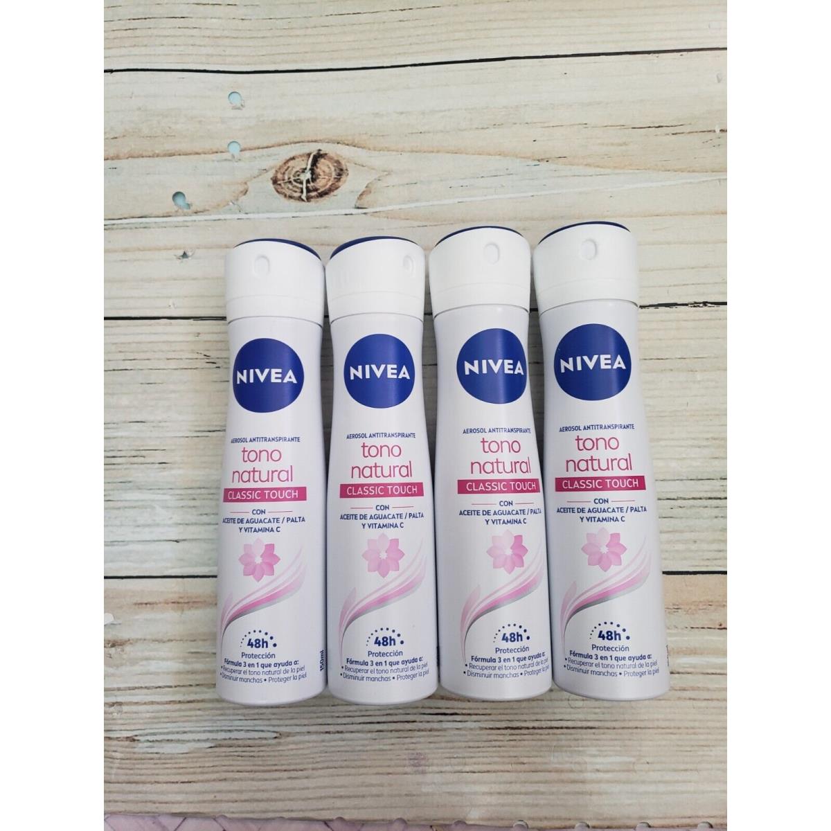 Nivea Aclarado Natural Classic Touch 150ml Spray Antitraspirante Aguacate 4 Pack