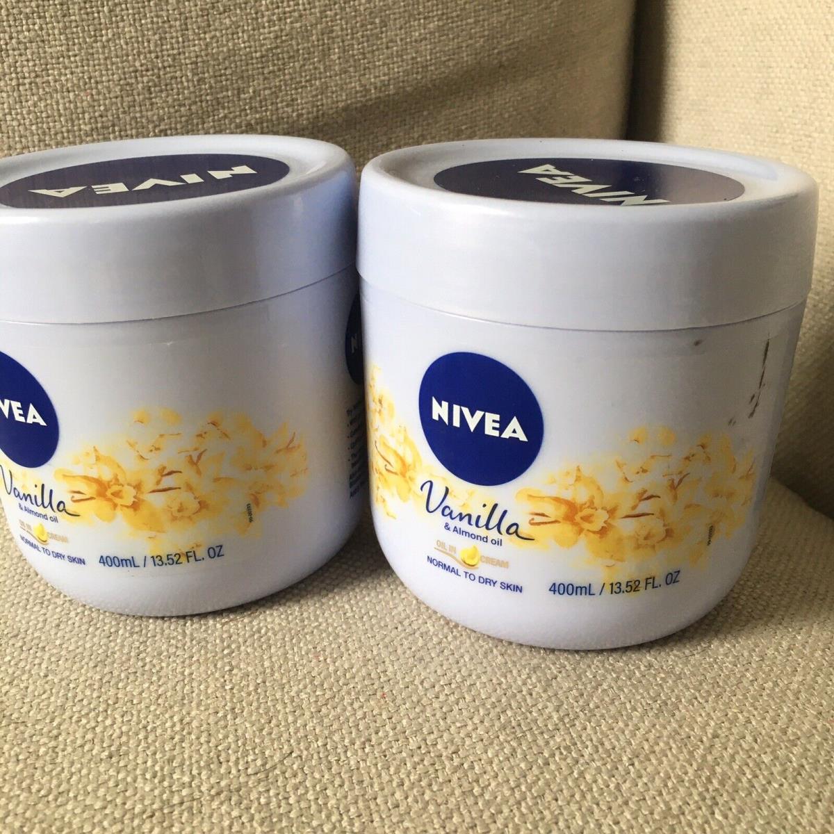 Lot Of 2 Nivea Vanilla Almond Oil Moisturising Body Cream 13.5 oz - Exp 10/24