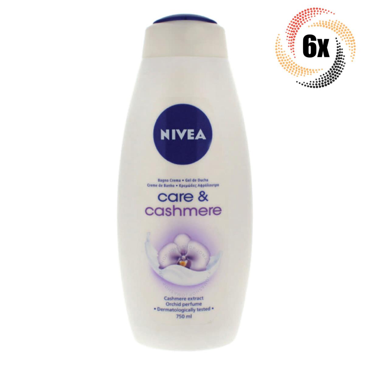 6x Bottles Nivea Care Cashmere Orchid Scent Shower Gel Body Wash 750ML