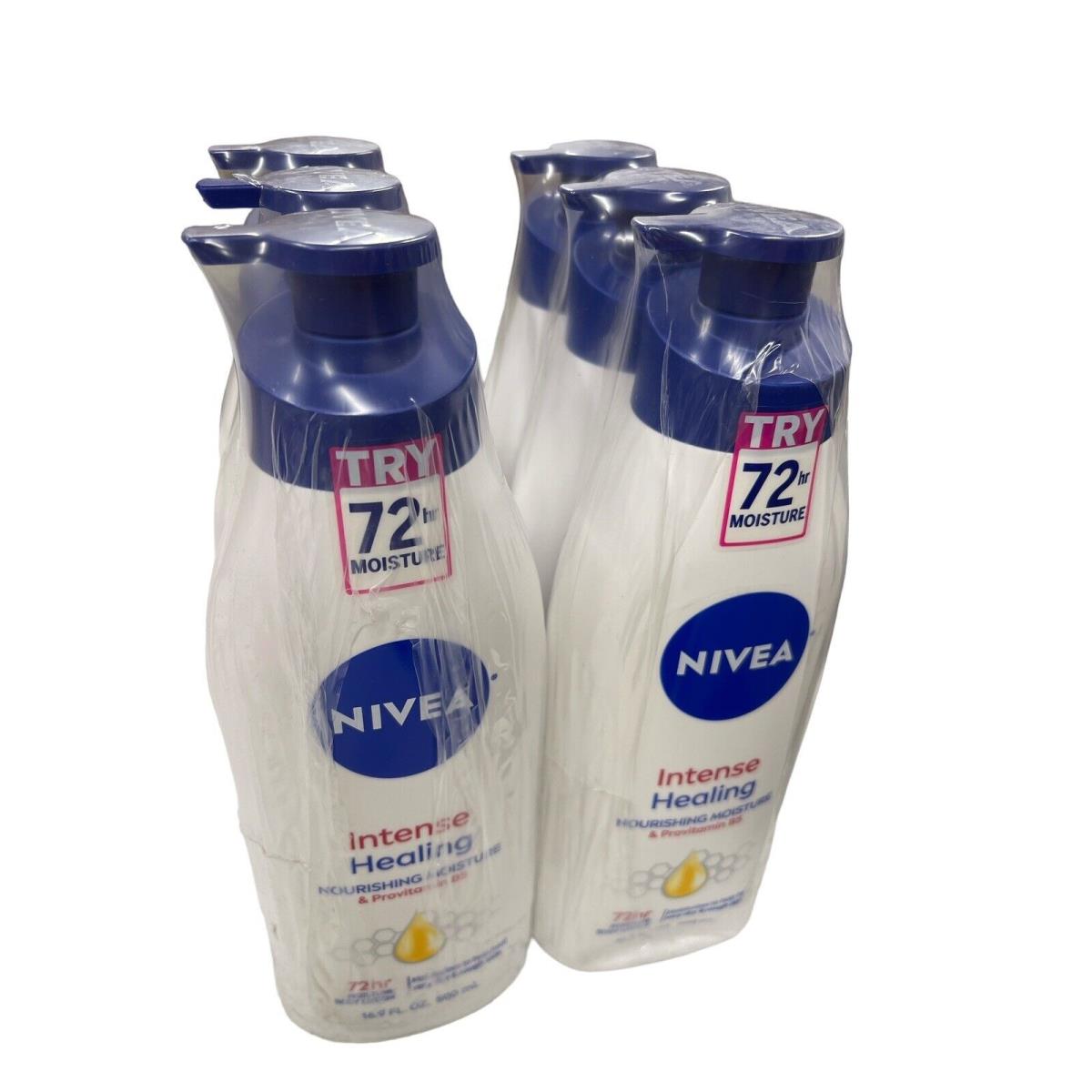 6 Bottles 16.9 oz Each Nivea Intense Healing Nourishing Moisture Body Lotion