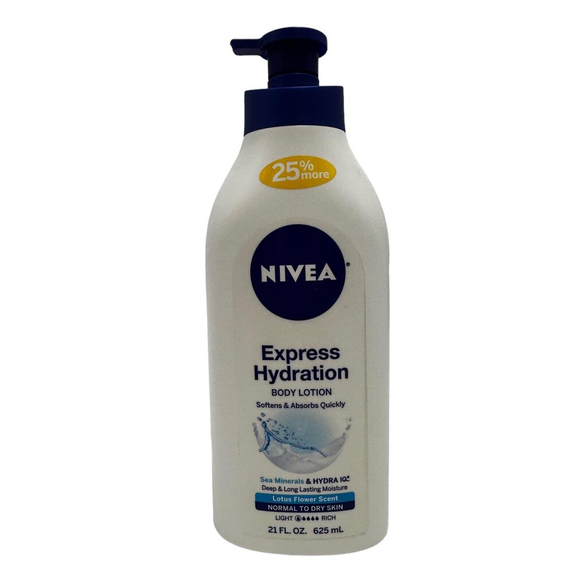 Nivea Express Hydration Body Lotion 21 oz Lotus Flower Scent Rare