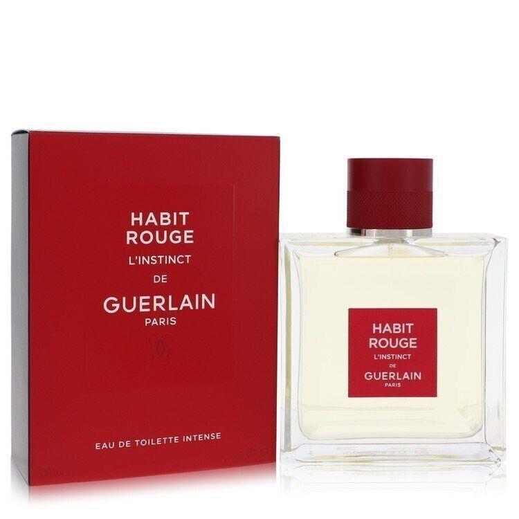 Habit Rouge L`instinct By Guerlain Edt Intense Spray 3.3 oz 100 ml For Men New