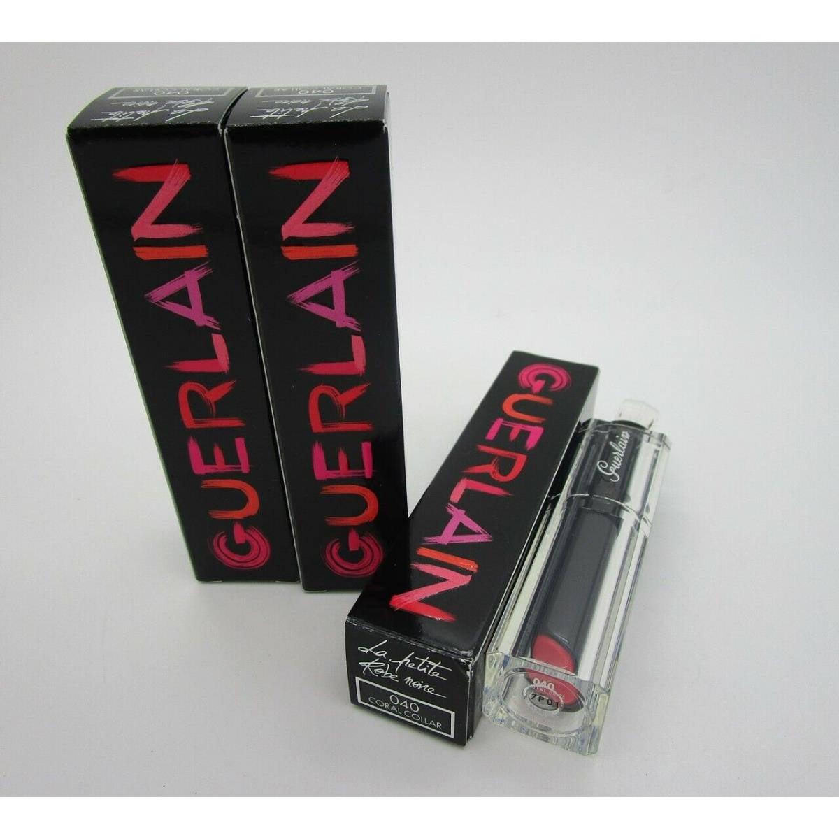 Guerlain La Petite Robe Noire Shiny Lip Colour 040 Coral Collar - Lot of 3