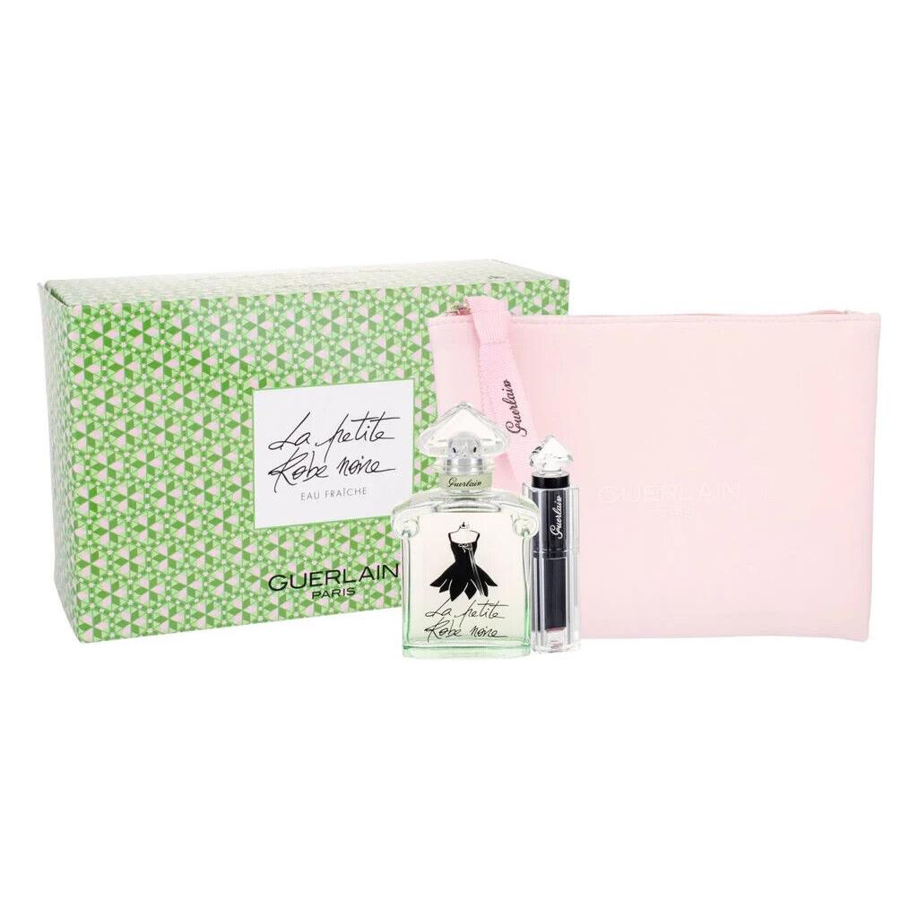 Guerlain LA Petite Robe Fraiche 3p Gift Set 1.6oz -50 ml + Lip Color + Pouch