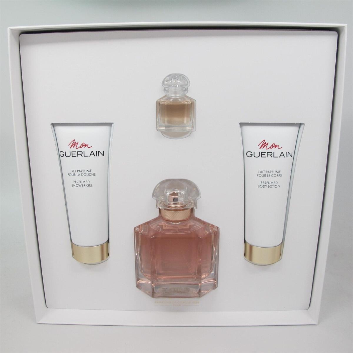 Mon Guerlain Eau Florale 4 Pc Set: 3.3 oz Edp Mini 2.5 oz Lotion Gel