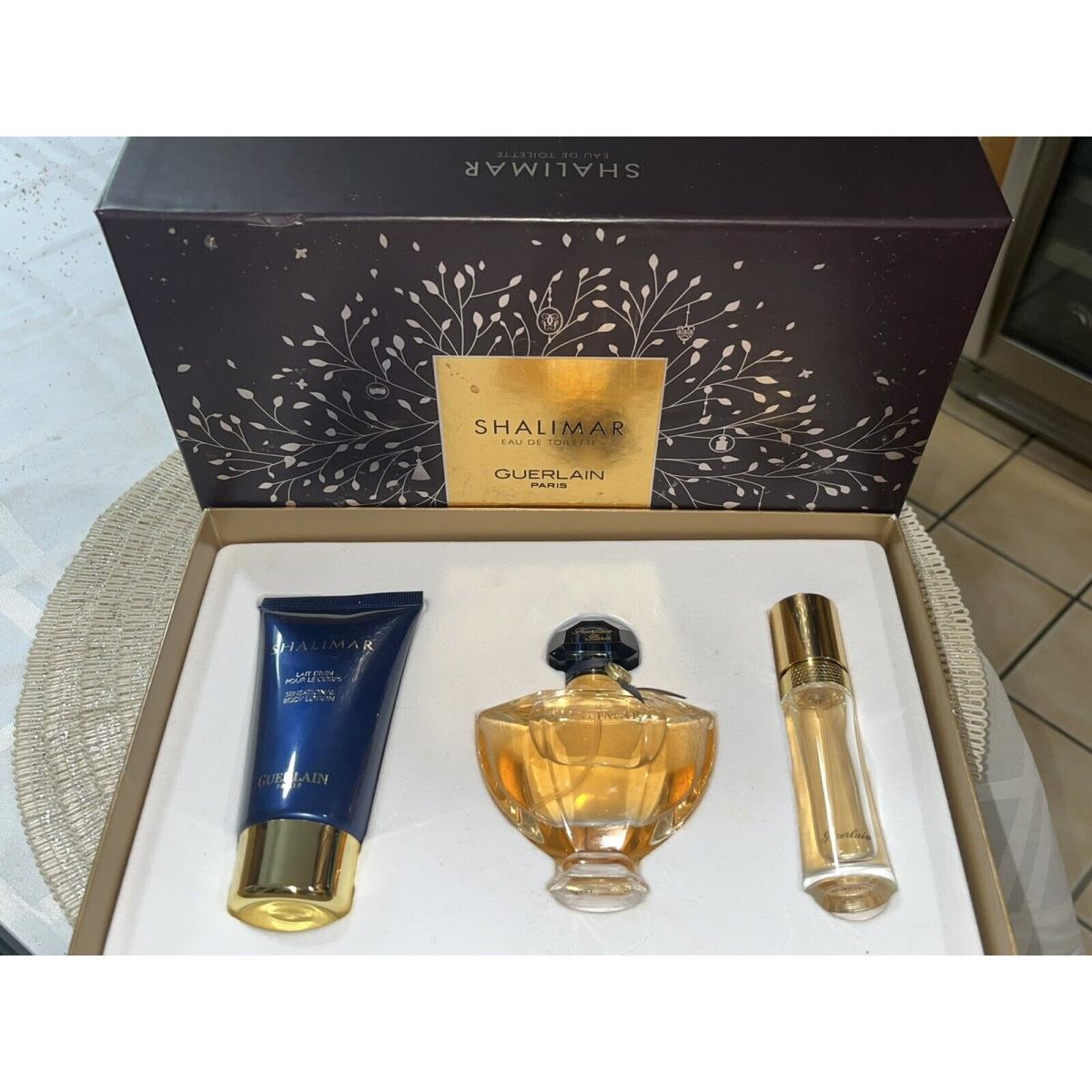 Shalimar Guerlain Initial Set 1.7oz-50ml Purse Spray .5oz-15ml Body Lotion 2.5oz