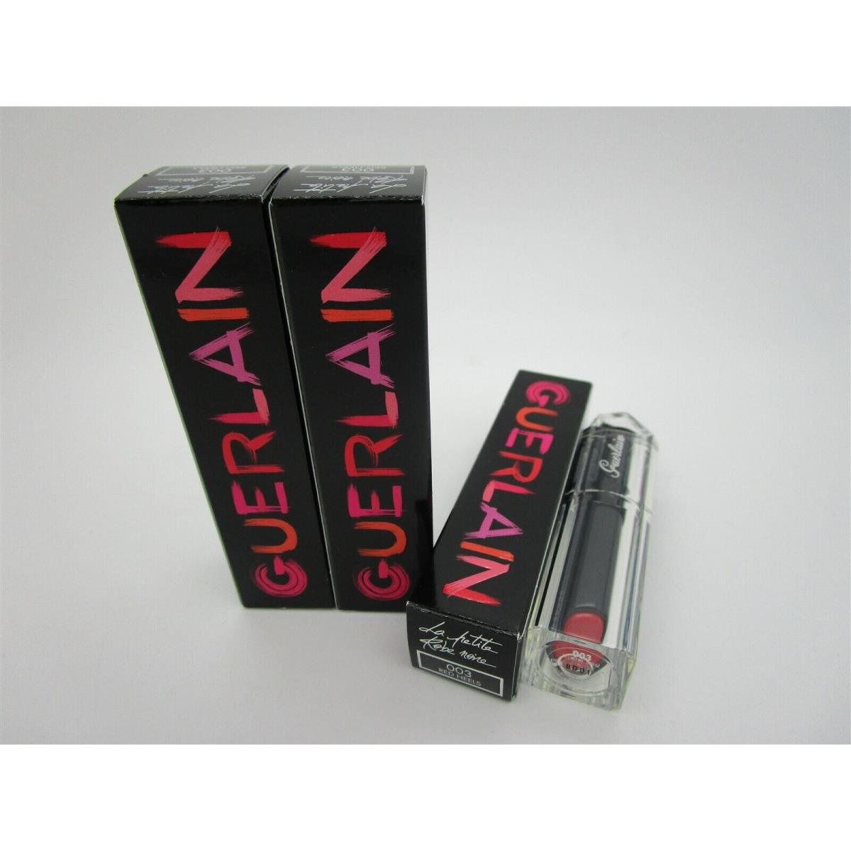 Guerlain La Petite Robe Noire Shiny Lip Colour 003 Red Heels - Lot of 3