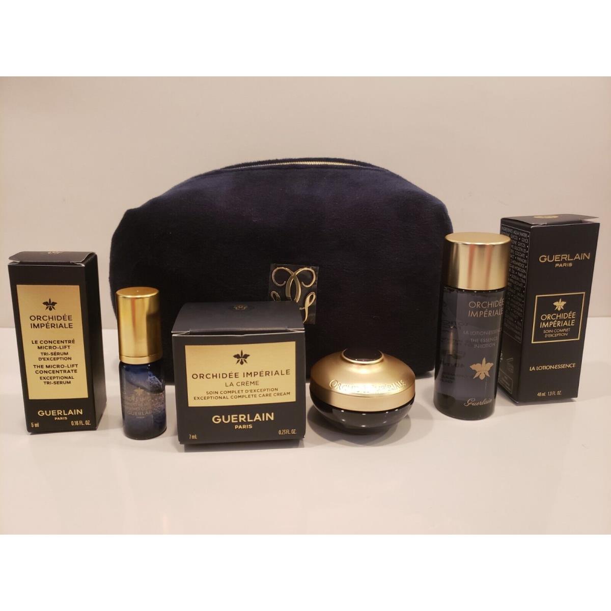 Guerlain Travel Bag Set Of 4 Orchidee Imperiale Creme Lotion and Serum