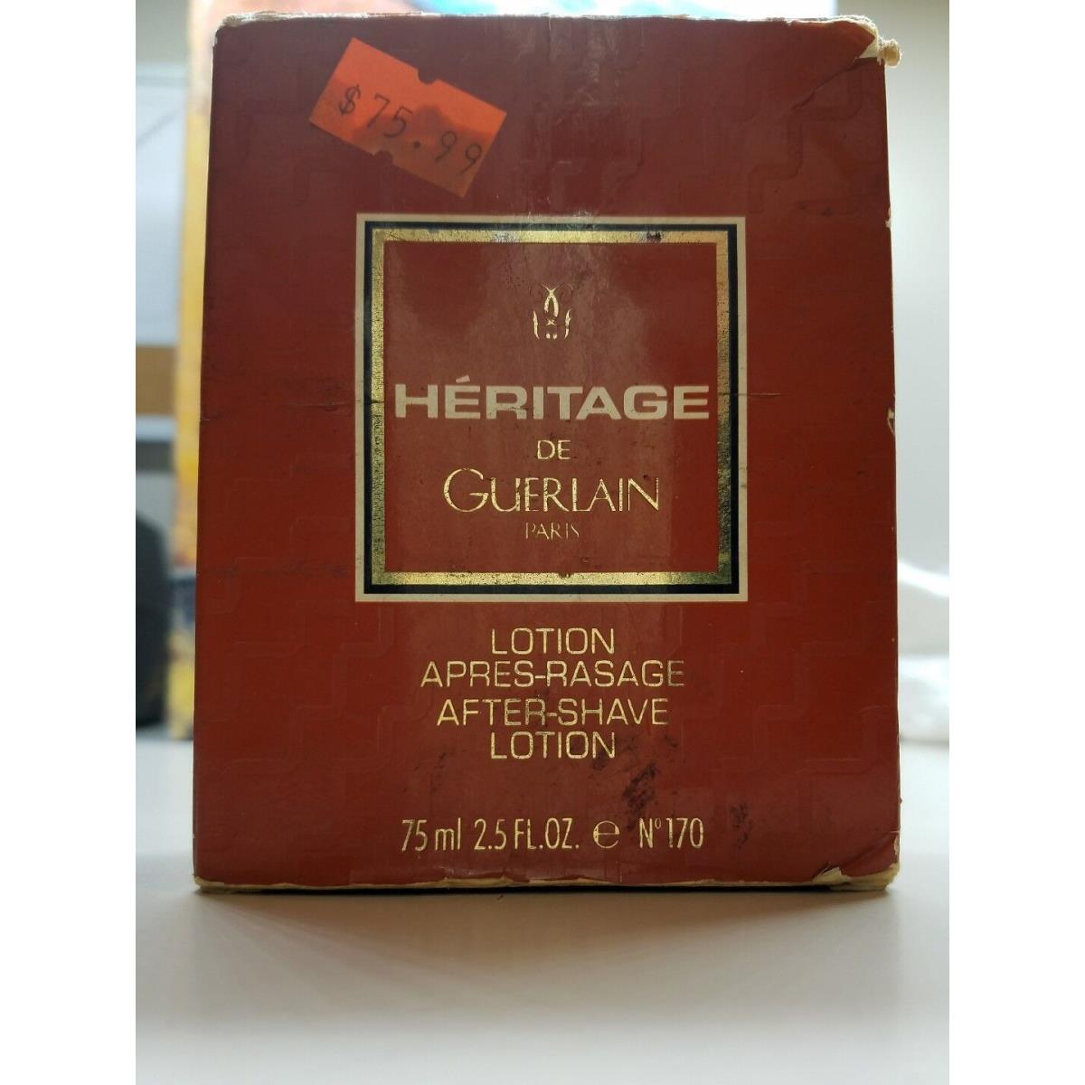 1 Heritage de Guerlain After Shave Lotion 2.5oz/75ml Read Description