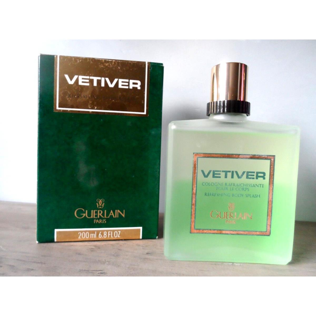 Vetiver Guerlain Refreshing Body Splash 6.8 oz / 200 ml Vintage In Worn Box Full