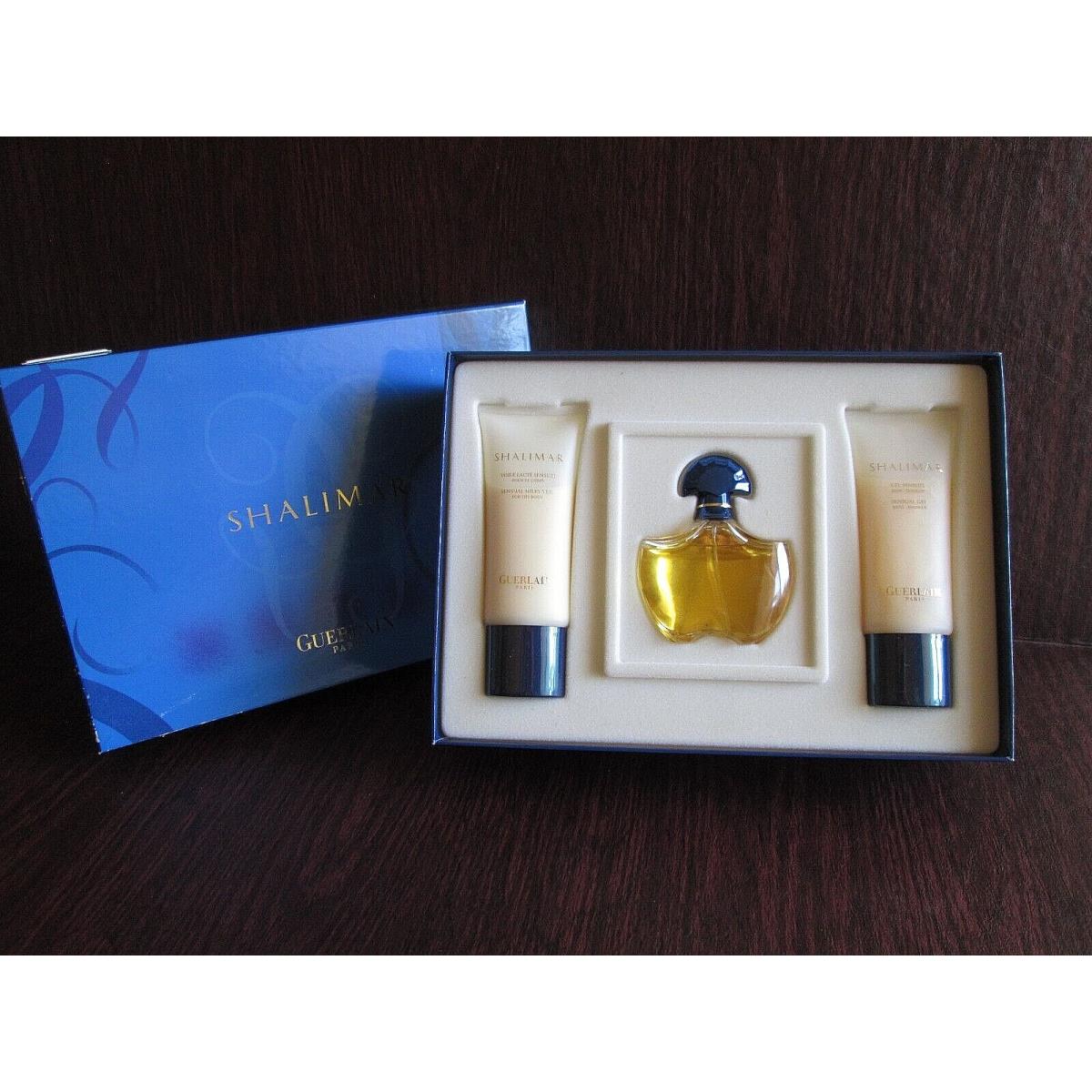 Shalimar Guerlain Vintage Set Eau de Toilette Spray 1.7 oz 50 ml Lotion Gel 3.4