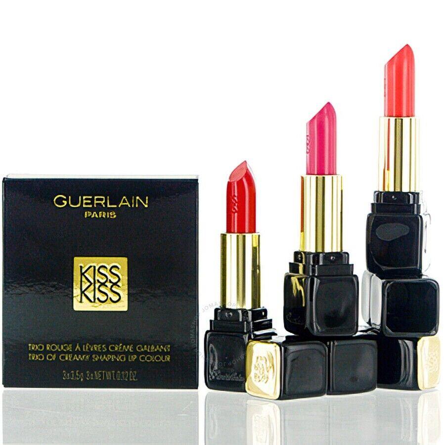 Guerlain Kiss Kiss Mini Trio Set 3 Lipstick Sexy Coral Exc Rose Rouge Kiss